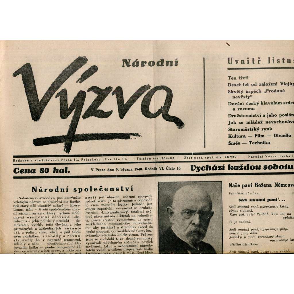 Národní výzva 9.3.1940 (protektorát, noviny)