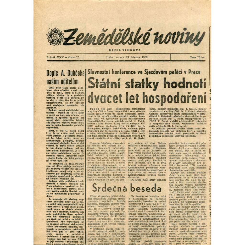 Zemědělské noviny 29.3.1969