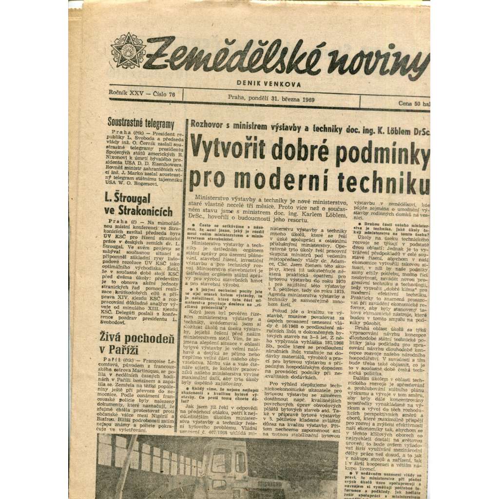 Zemědělské noviny 31.3.1969