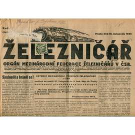 Železničář 15.11.1932 [železnice, lokomotiva, doprava] - staré noviny, 1. republika