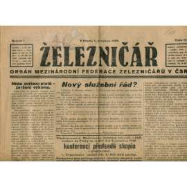 Železničář 1.12.1929 [železnice, lokomotiva, doprava] - staré noviny, 1. republika