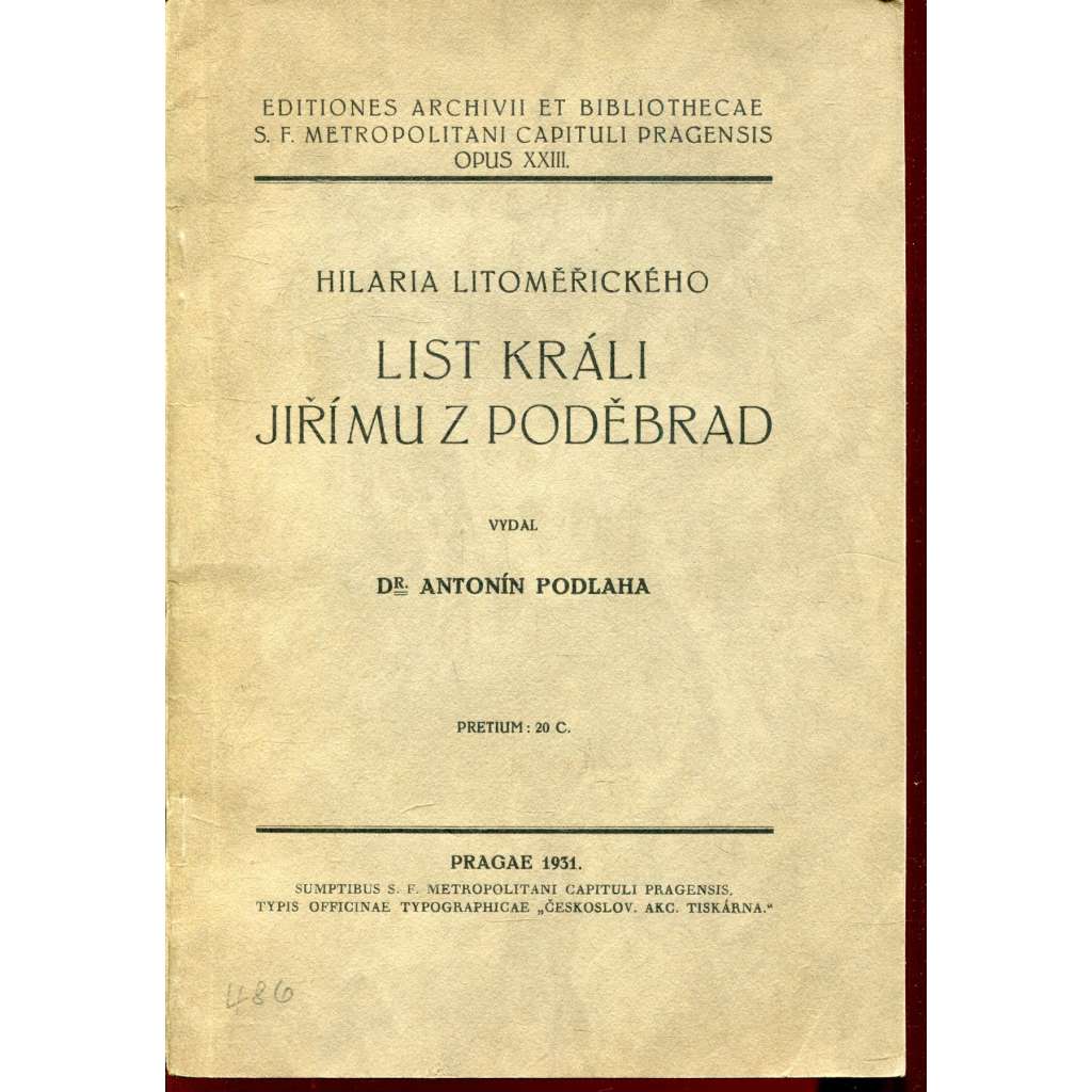 List králi Jiřímu z Poděbrad