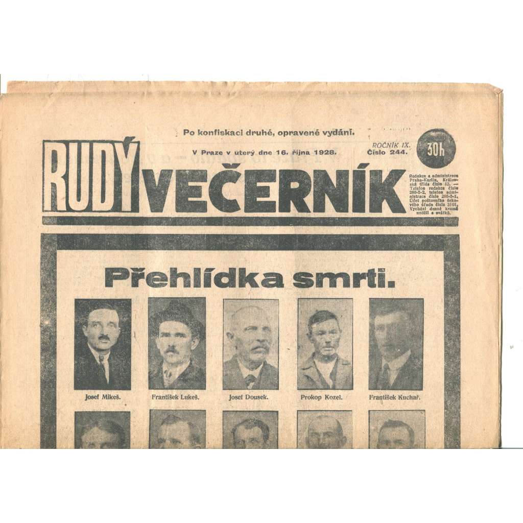 Rudý večerník (16.10.1928) - staré noviny, 1. republika Rudý večerník (16.10.1928) - staré noviny, 1. republika