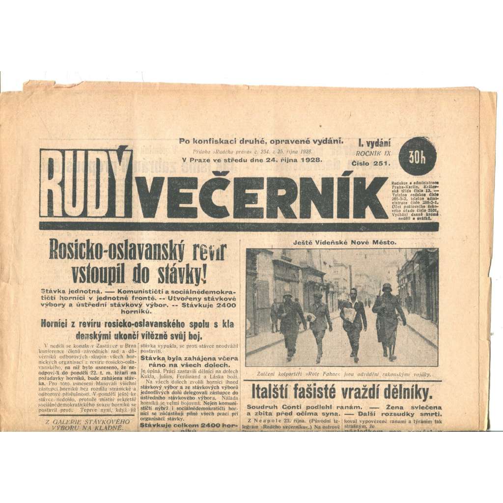 Rudý večerník (24.10.1928) - staré noviny, 1. republika Rudý večerník (24.10.1928) - staré noviny, 1. republika