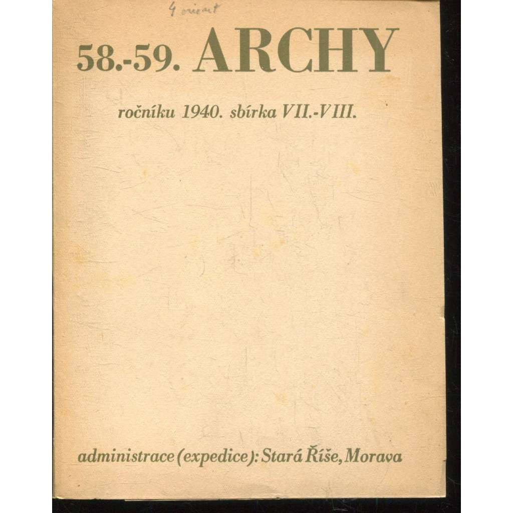 58. a 59. Archy (1940) - Stará Říše na Moravě 58. a 59. Archy (1940) - Stará Říše na Moravě