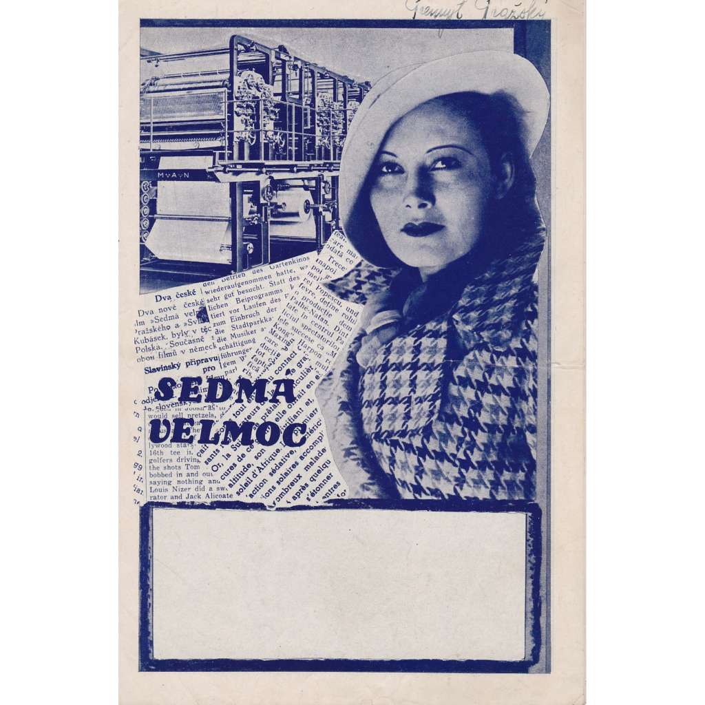 Sedmá velmoc. Bio-program v obrazech. Filmový prospekt z kina. (režie P. Pražský, hrají L. Baarová, V. Havlíček)