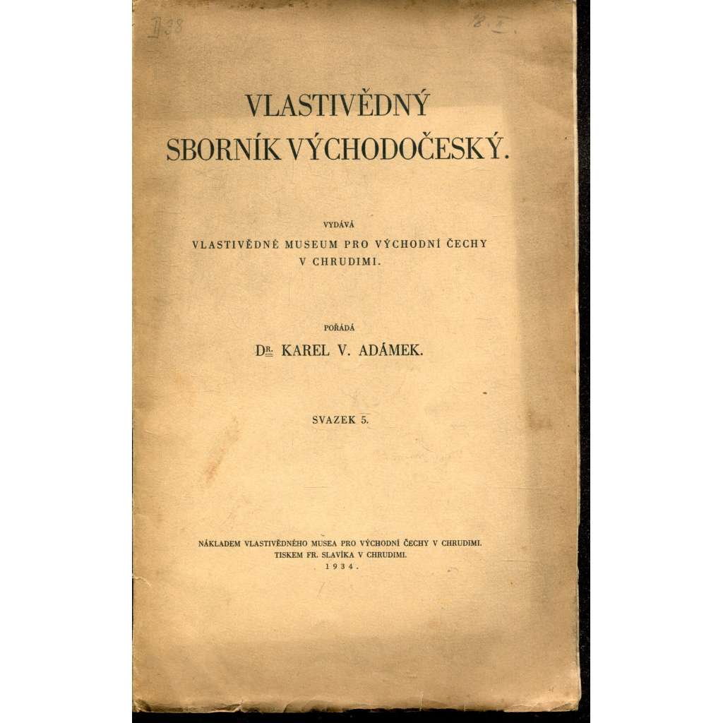 Vlastivědný sborník východočeský, svazek 5.