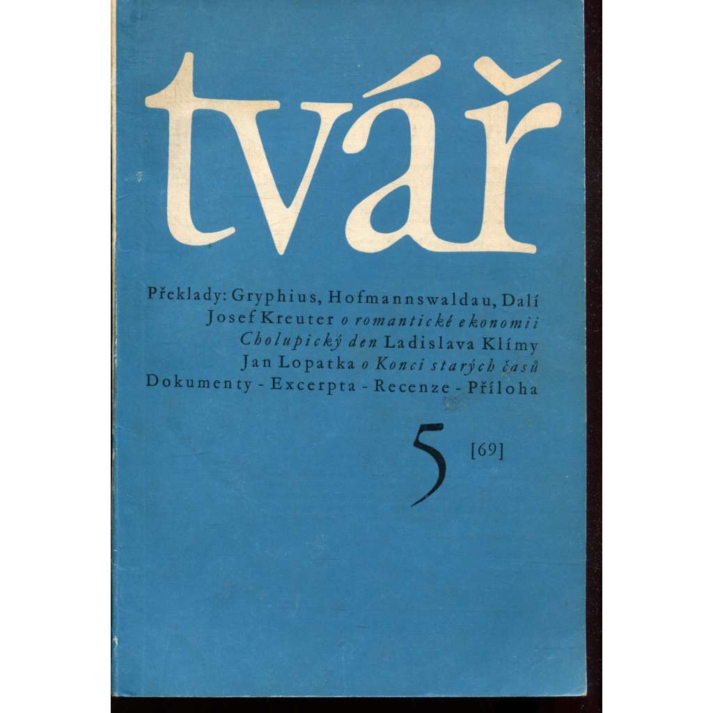 Časopis Tvář, 5/1669 Časopis Tvář, 5/1669