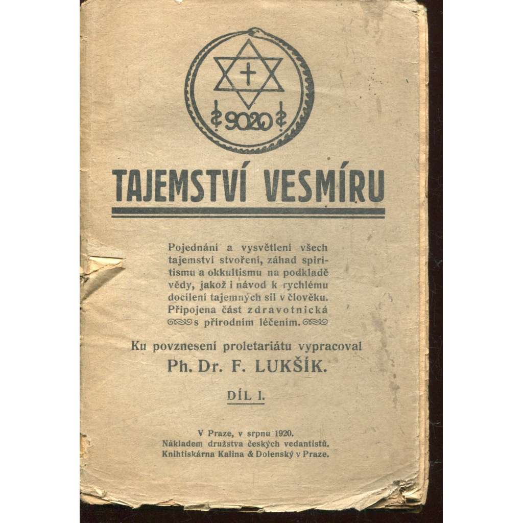 Tajemství vesmíru, díl I. (spiritismus) - 1920 Tajemství vesmíru, díl I. (spiritismus) - 1920