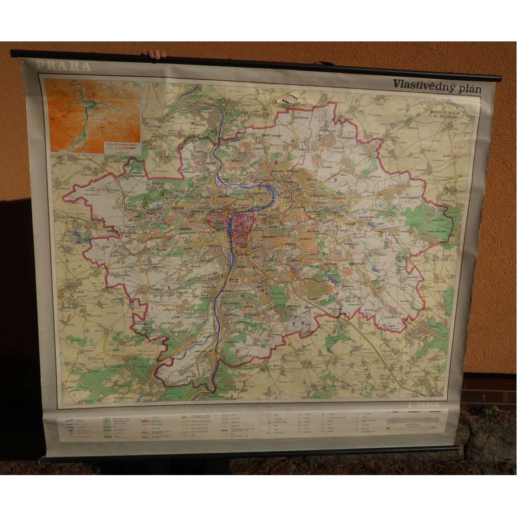 Praha vlastivědný plán - mapa Prahy - školní plakát, výukový obraz, zeměpis
