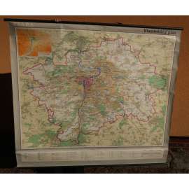 Praha vlastivědný plán - mapa Prahy - školní plakát, výukový obraz, zeměpis