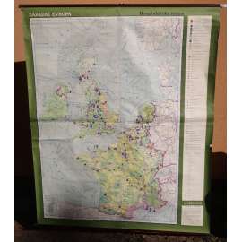 Západní Evropa - hospodářská mapa Francie Británie Irsko Nizozemí Belgie - školní plakát, výukový obraz, zeměpis