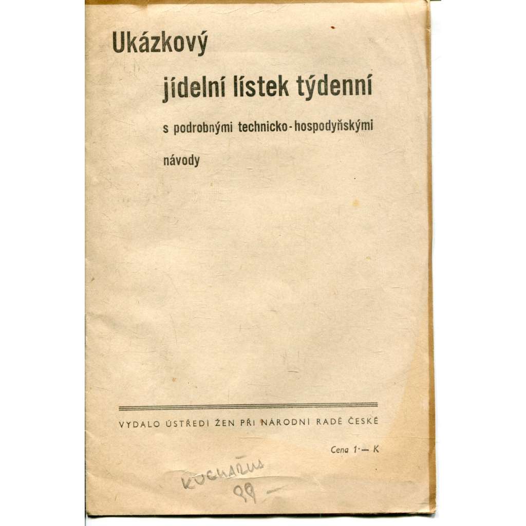 Ukázkový jídelní lístek týdenní (kuchařka)
