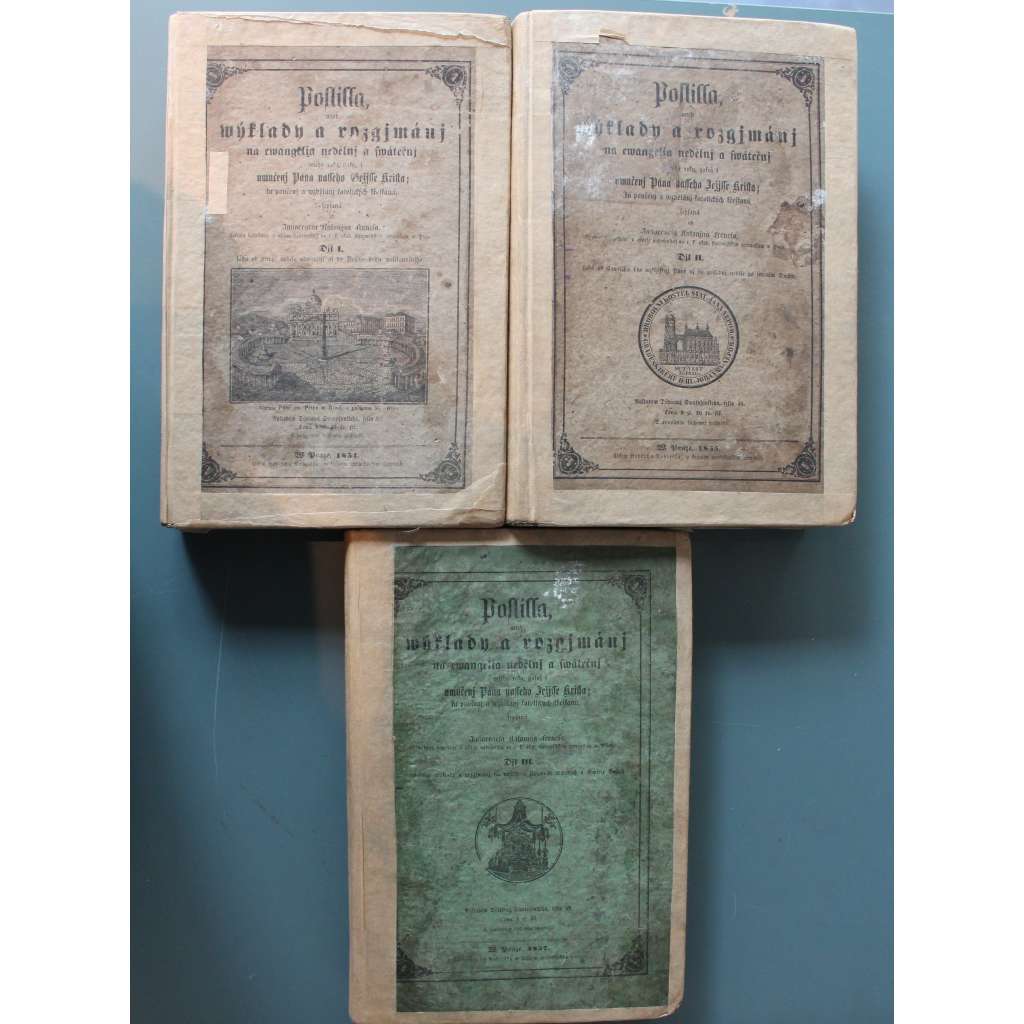 Postilla, aneb, Wýklady a rozgjmánj na ewangelia nedělnj a svátečnj celého roku, gakož i umučenj Pána našeho Ježiše Krista 3 svazky (Bible, biblistika, evangelia, úvahy, křesťanské svátky) Postilla, aneb, Wýklady a rozgjmánj na ewangelia nedělnj a svátečnj celého roku, gakož i umučenj Pána našeho Ježiše Krista 3 svazky (Bible, biblistika, evangelia, úvahy, křesťanské svátky)
