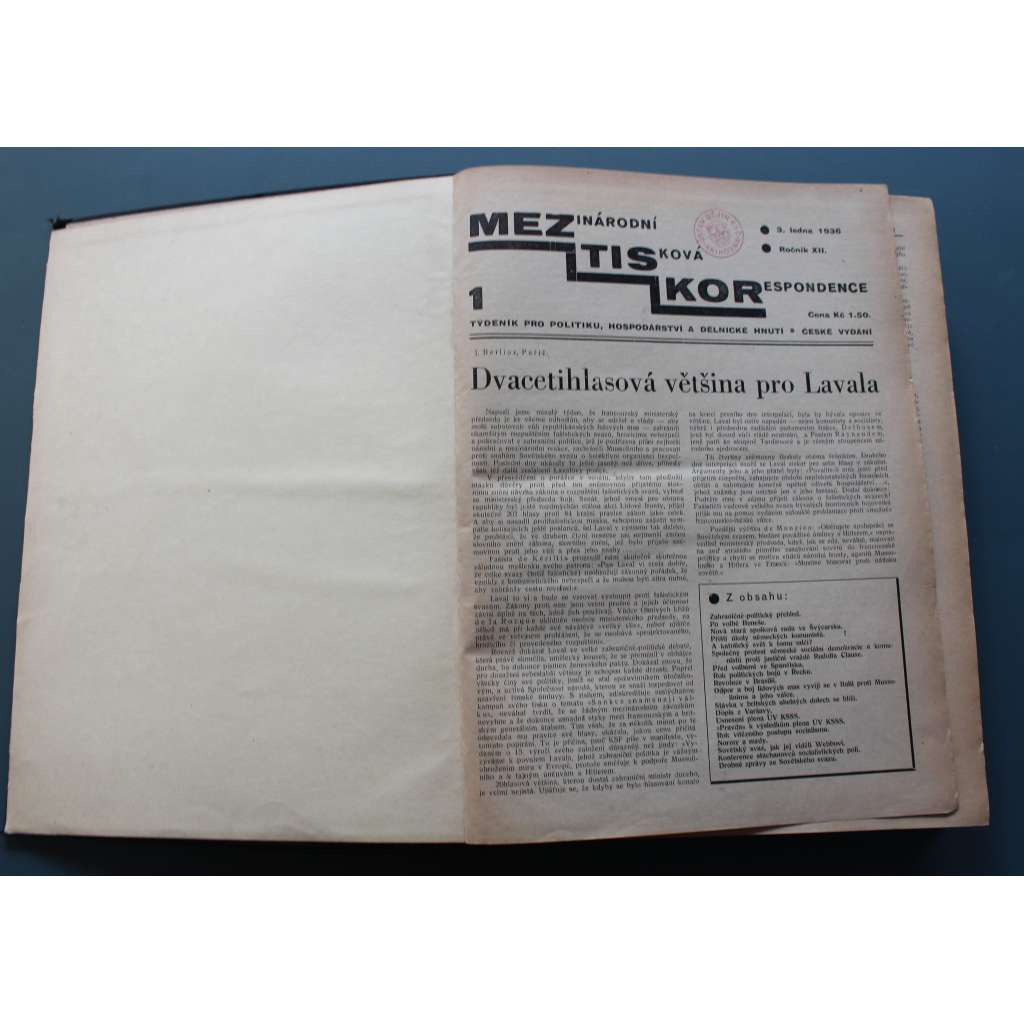 Mezinárodní tisková korespondence pro politiku, hospodářství a dělnické hnutí 1936 (časopis, týdeník, politika, mj. Francie na obratu, Po Hitlerově volebním podvodu, Rekordní daně za Hitlerovy diktatury, Výročí velké proletářské revoluce) Mezinárodní tisková korespondence pro politiku, hospodářství a dělnické hnutí 1936 (časopis, týdeník, politika, mj. Francie na obratu, Po Hitlerově volebním podvodu, Rekordní daně za Hitlerovy diktatury, Výročí velké proletářské revoluce)