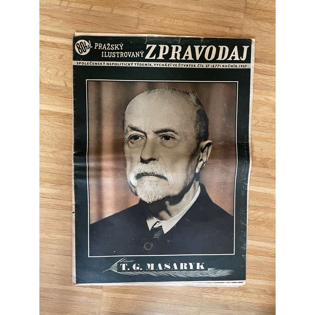 Pražský ilustrovaný zpravodaj (noviny, září 1937, úmrtí T. G. Masaryk, prezident)