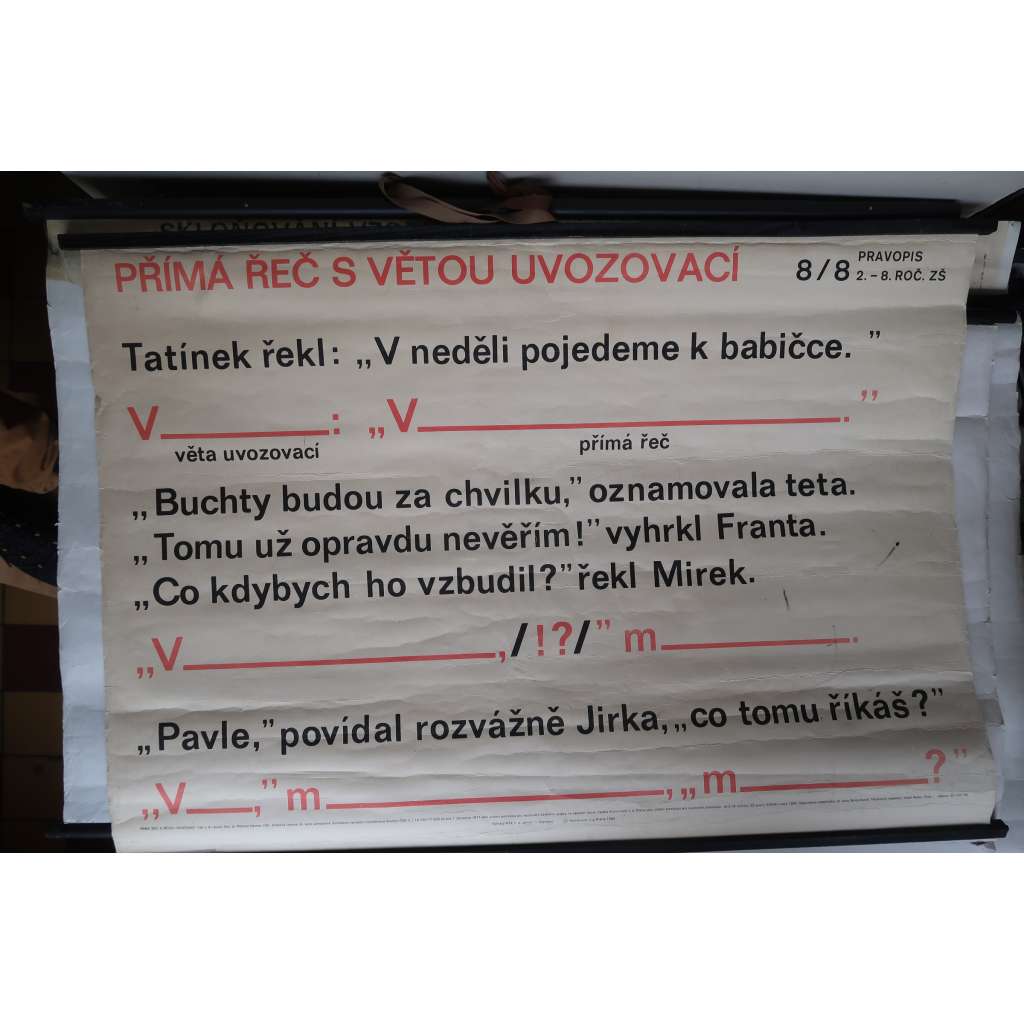 Přímá řeč s větou uvozovací - Český jazyk, pravopis - školní plakát - výukový obraz