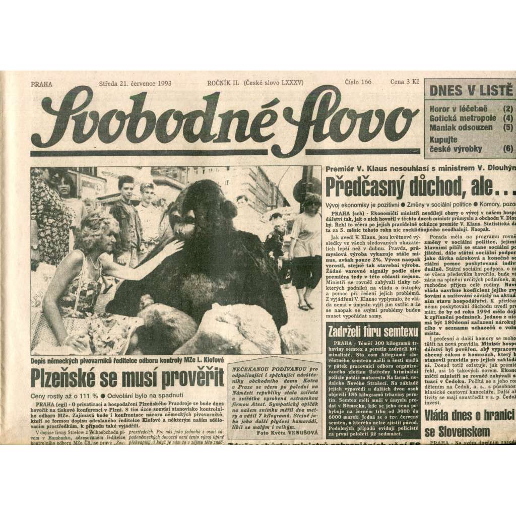 Svobodné slovo (21.7.1993) - noviny