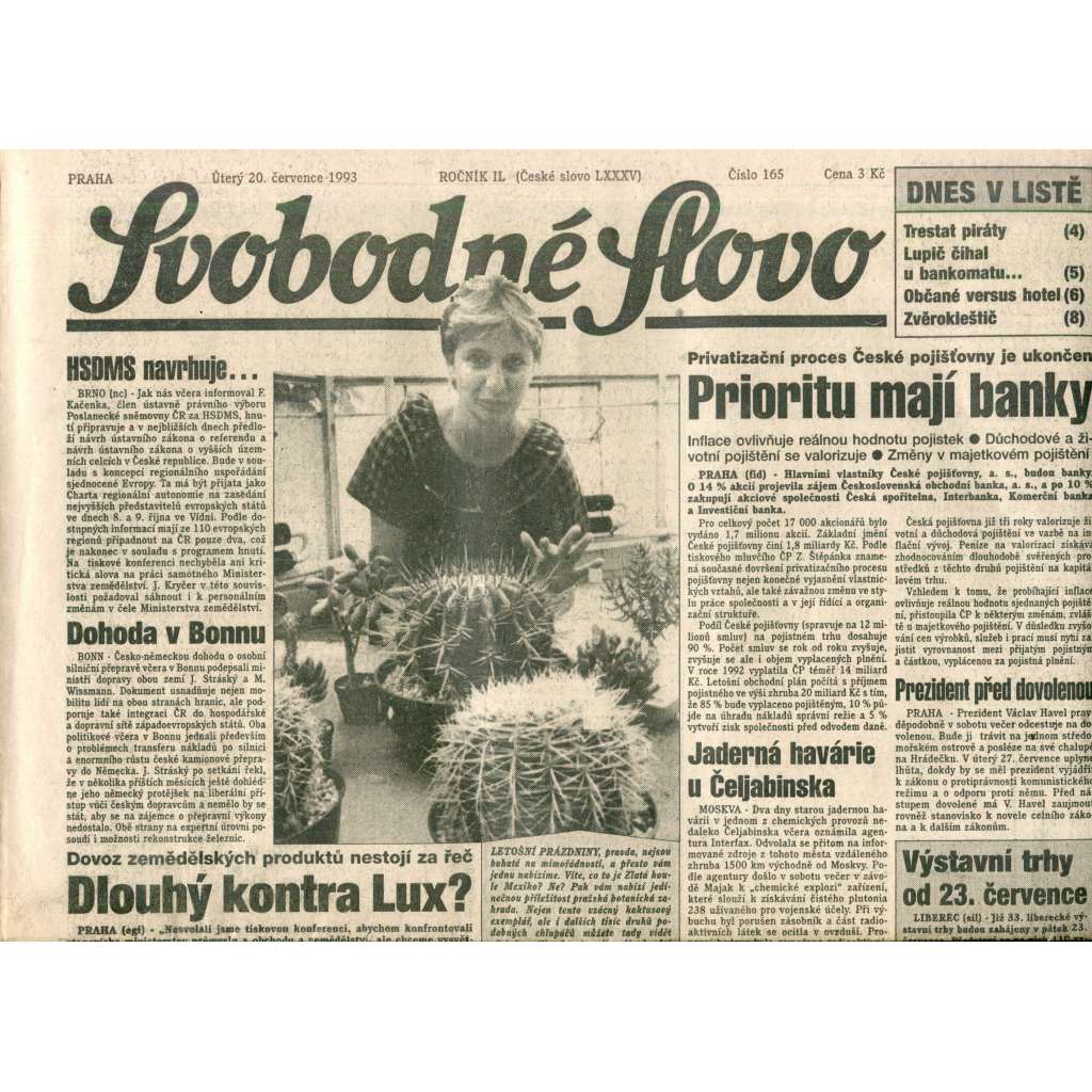 Svobodné slovo (20.7.1993) - noviny