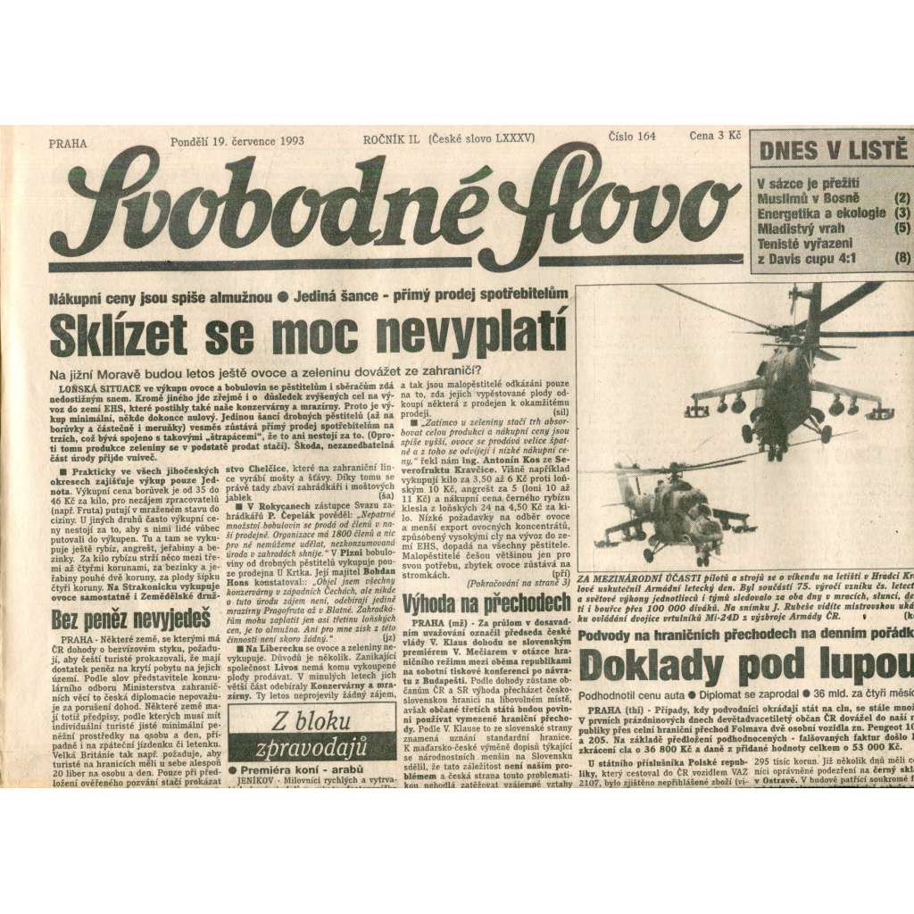 Svobodné slovo (19.7.1993) - noviny