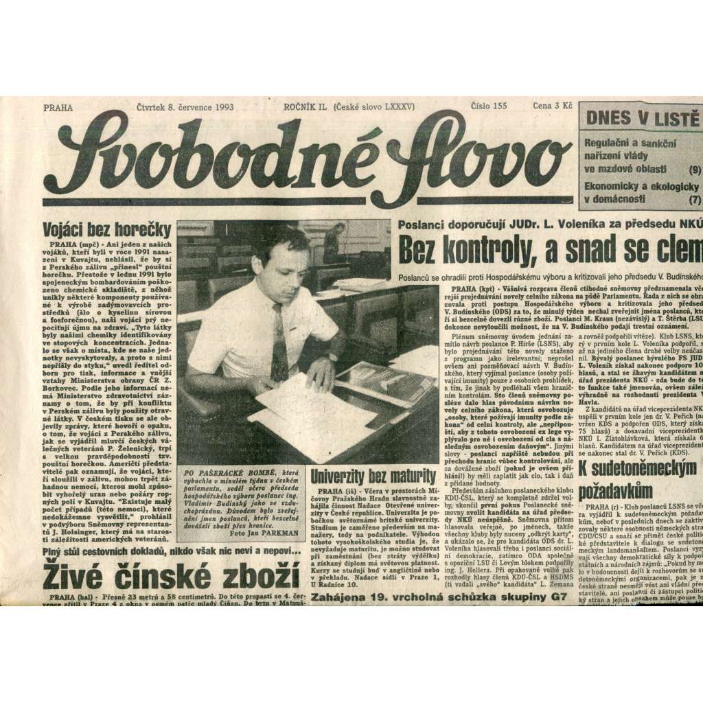 Svobodné slovo (8.7.1993) - noviny