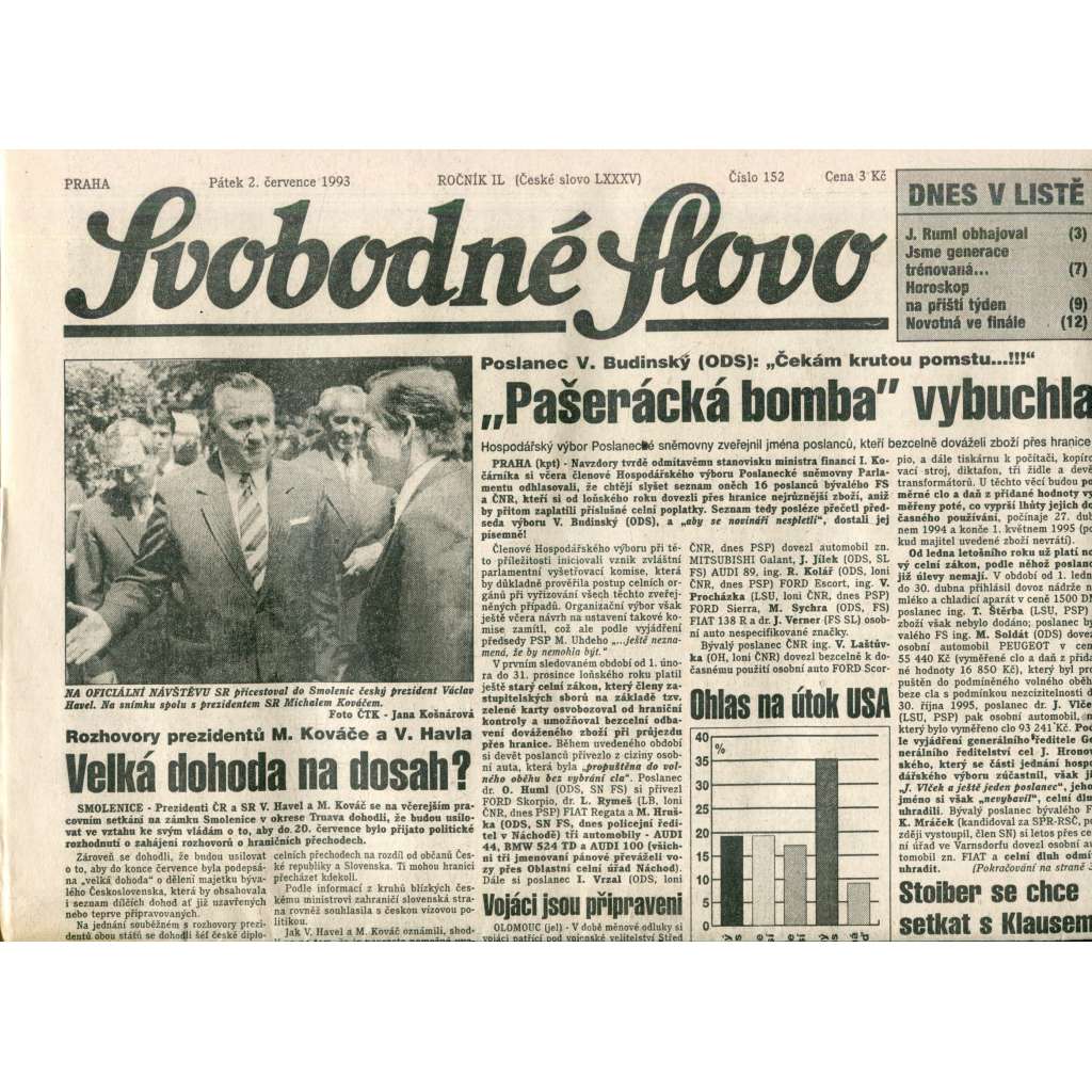 Svobodné slovo (2.7.1993) - noviny