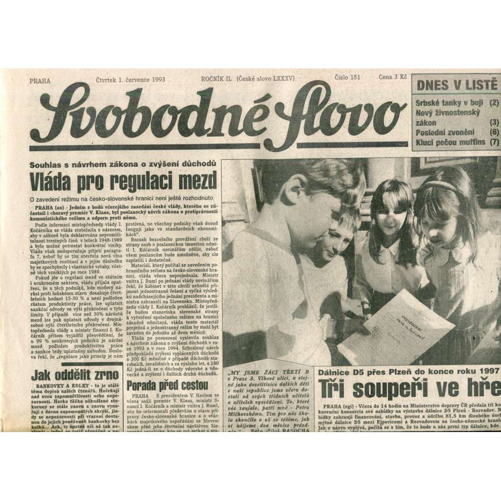 Svobodné slovo (1.7.1993) - noviny