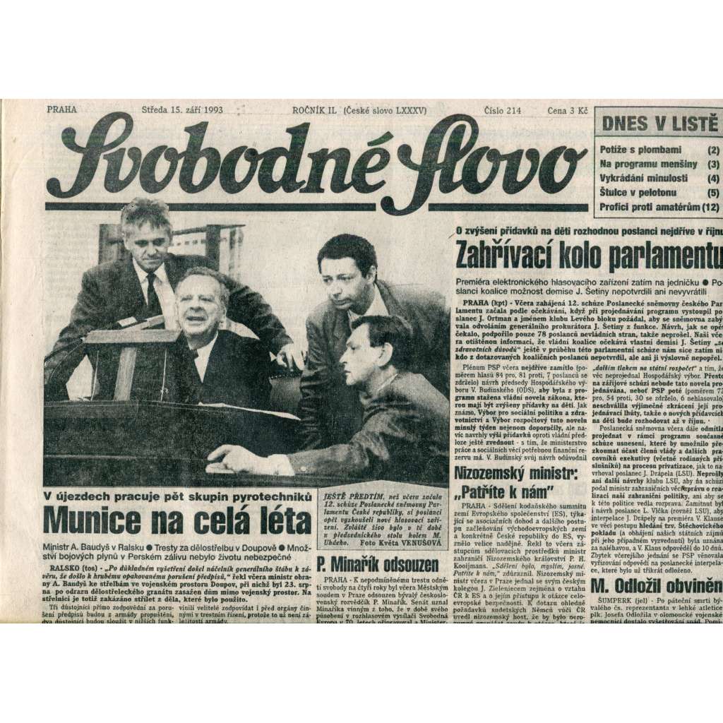 Svobodné slovo (15.9.1993) - noviny Svobodné slovo (15.9.1993) - noviny