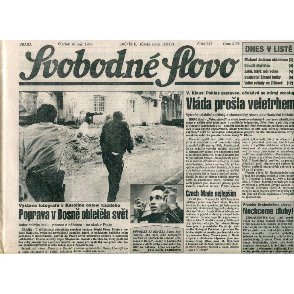 Svobodné slovo (16.9.1993) - noviny Svobodné slovo (16.9.1993) - noviny