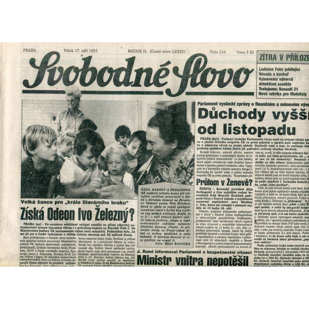 Svobodné slovo (17.9.1993) - noviny Svobodné slovo (17.9.1993) - noviny