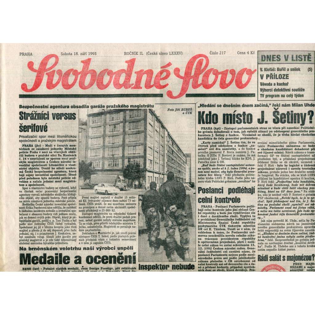 Svobodné slovo (18.9.1993) - noviny Svobodné slovo (18.9.1993) - noviny
