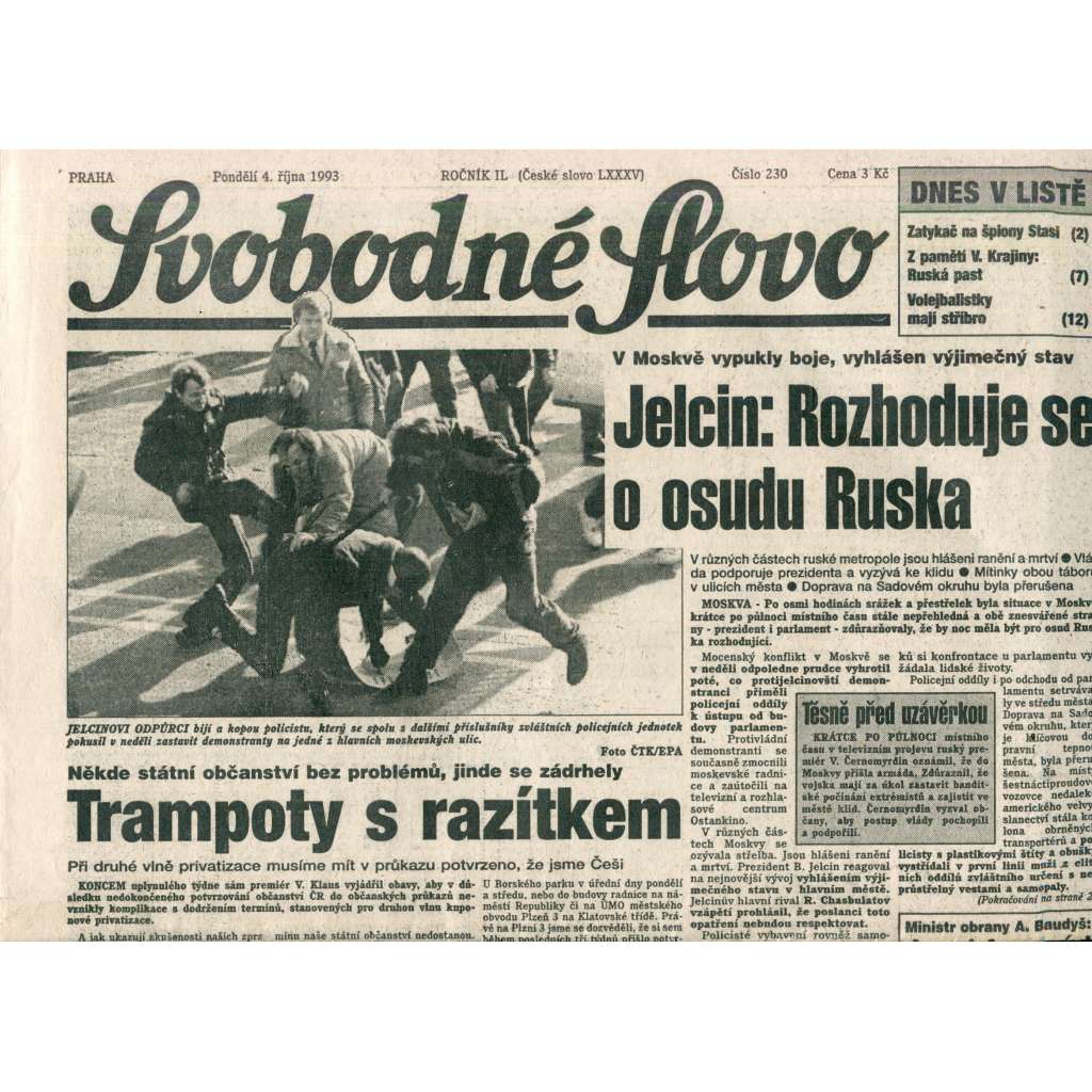 Svobodné slovo (4.10.1993) - noviny Svobodné slovo (4.10.1993) - noviny