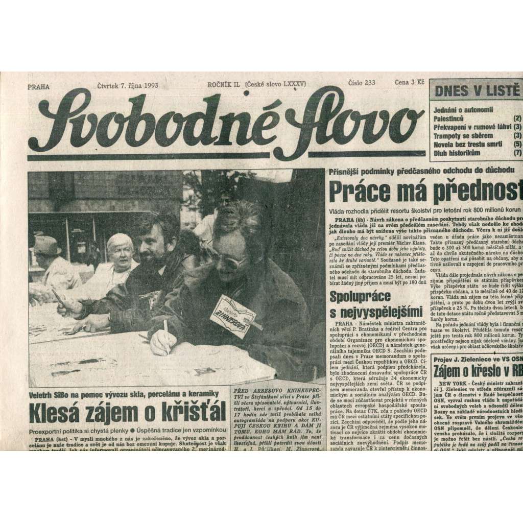 Svobodné slovo (7.10.1993) - noviny Svobodné slovo (7.10.1993) - noviny