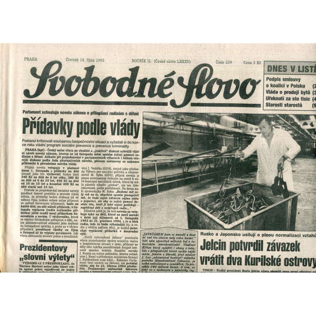 Svobodné slovo (14.10.1993) - noviny Svobodné slovo (14.10.1993) - noviny