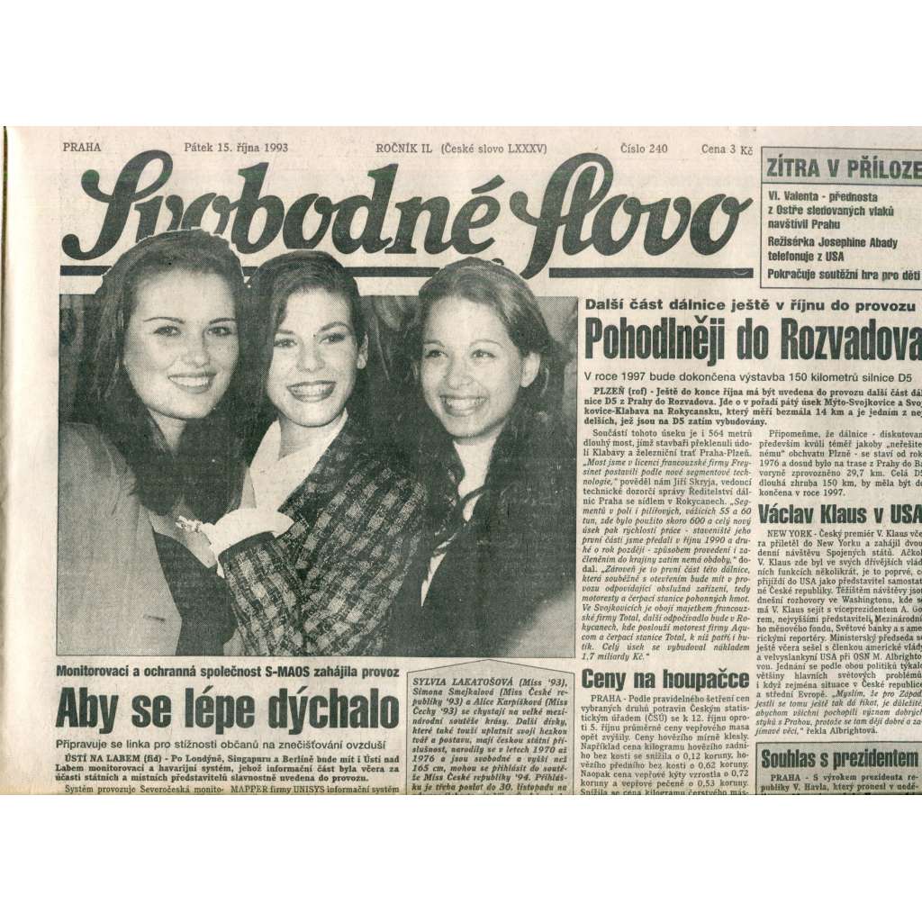 Svobodné slovo (15.10.1993) - noviny Svobodné slovo (15.10.1993) - noviny