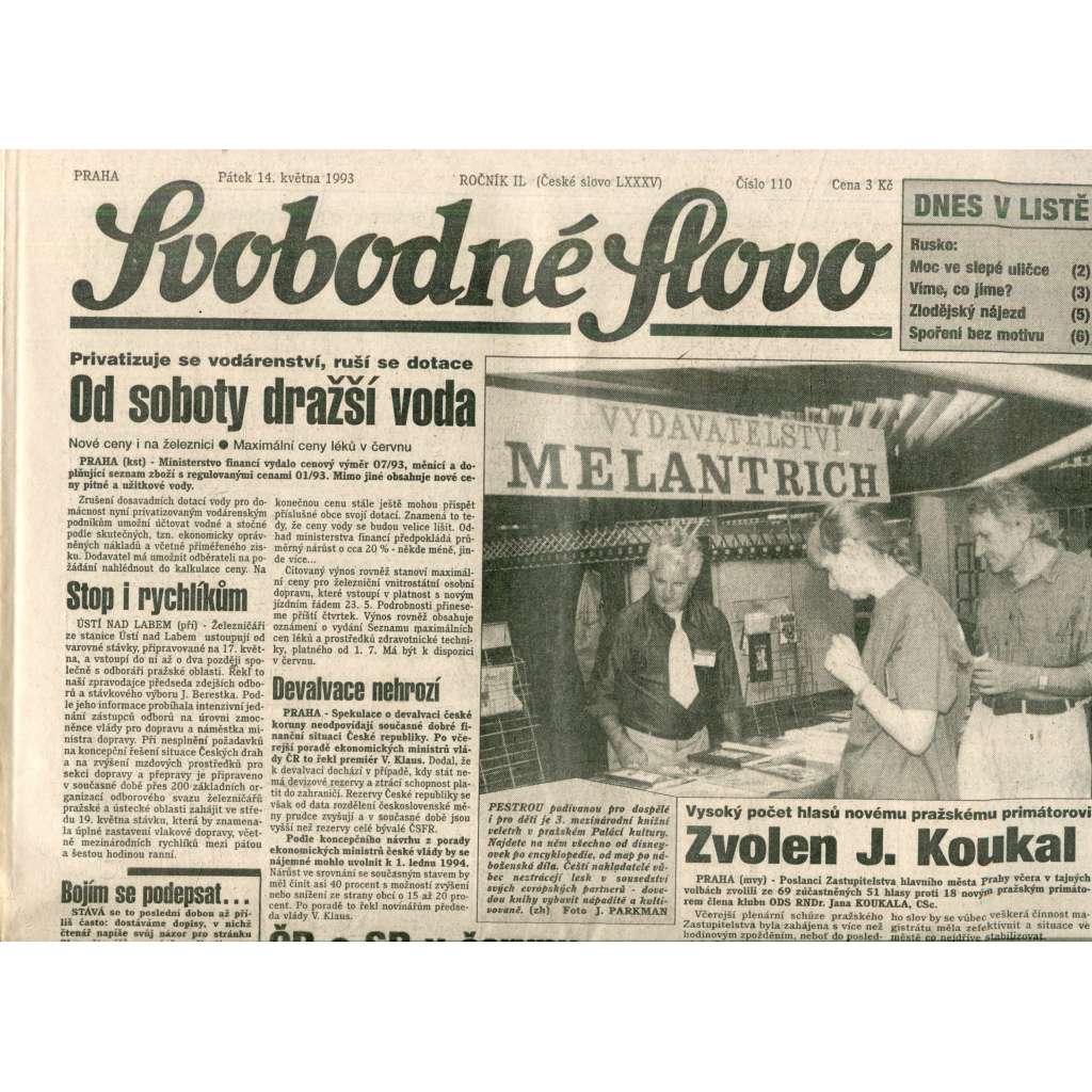 Svobodné slovo (14.5.1993) - noviny Svobodné slovo (14.5.1993) - noviny
