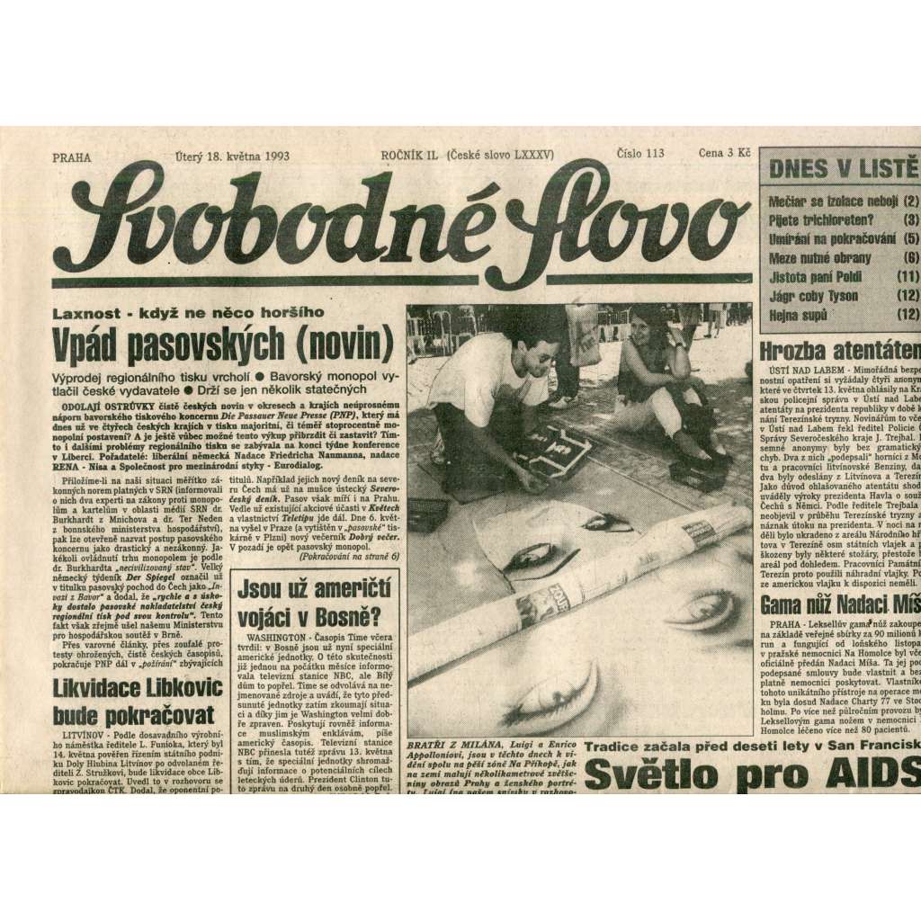 Svobodné slovo (18.5.1993) - noviny Svobodné slovo (18.5.1993) - noviny