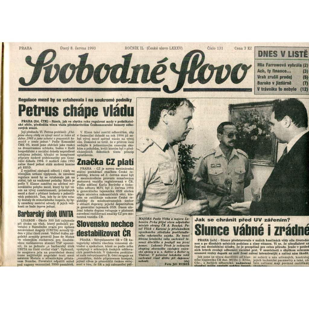 Svobodné slovo (8.6.1993) - noviny Svobodné slovo (8.6.1993) - noviny