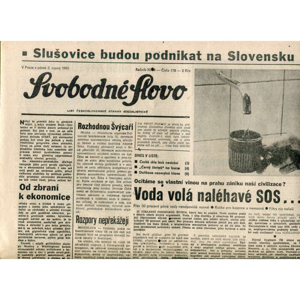 Svobodné slovo (2.8.1991) - noviny Svobodné slovo (2.8.1991) - noviny