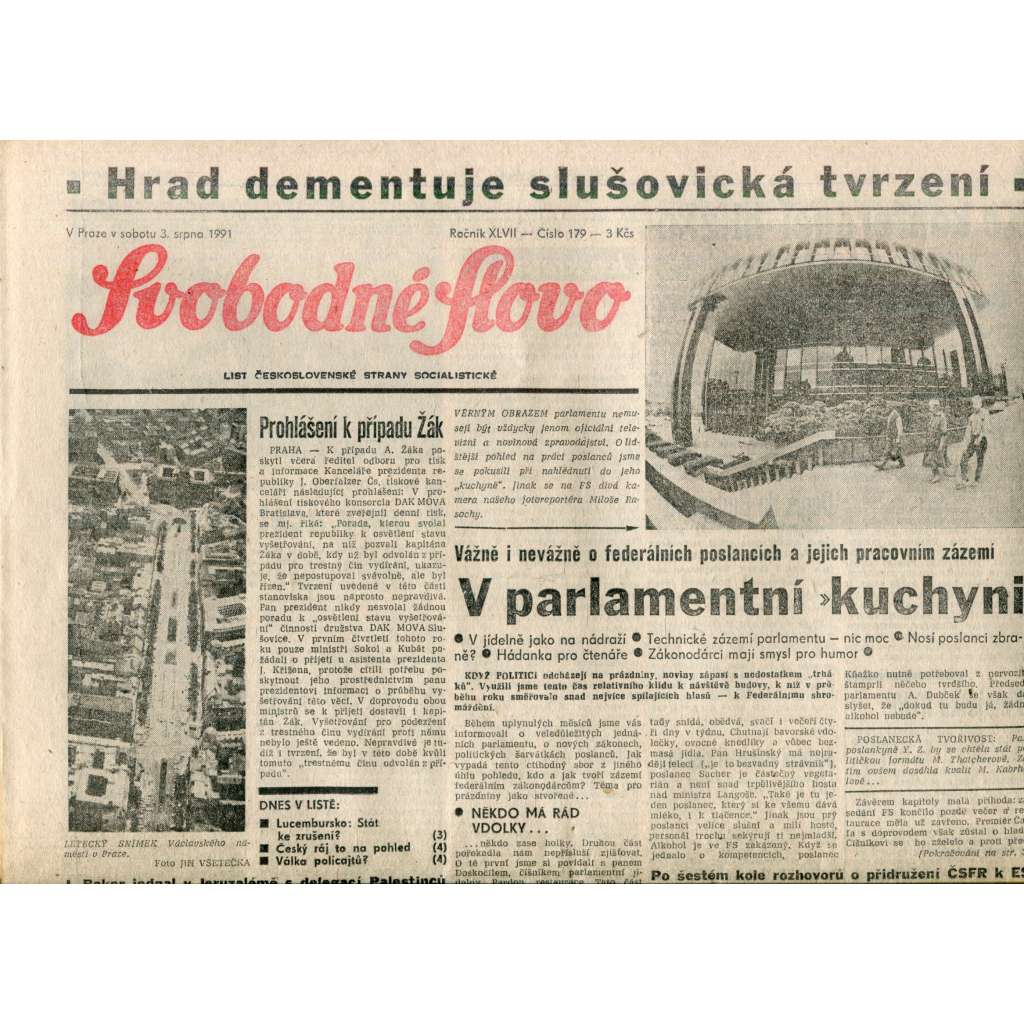 Svobodné slovo (3.8.1991) - noviny Svobodné slovo (3.8.1991) - noviny