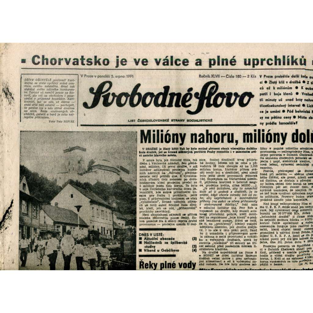 Svobodné slovo (5.8.1991) - noviny Svobodné slovo (5.8.1991) - noviny
