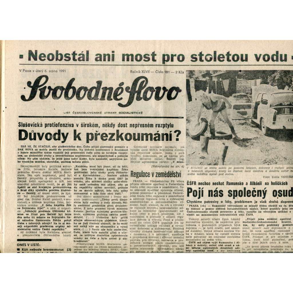 Svobodné slovo (6.8.1991) - noviny Svobodné slovo (6.8.1991) - noviny