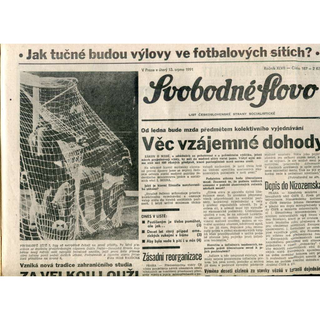 Svobodné slovo (13.8.1991) - noviny Svobodné slovo (13.8.1991) - noviny