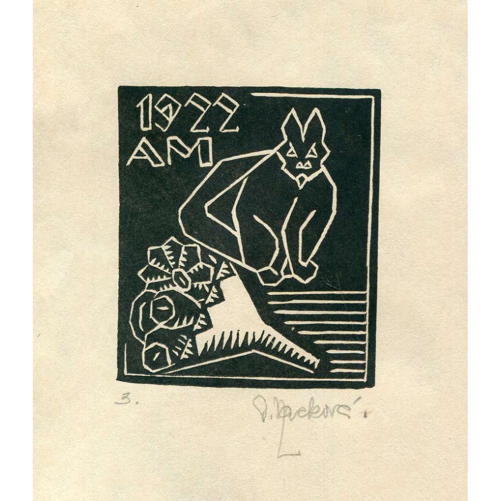 AM 1922, dřevoryt, podpis, A. Macková (1887-1969)