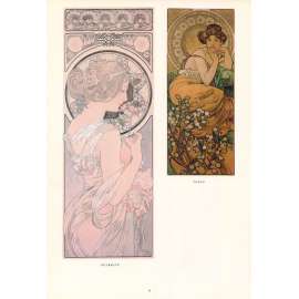 Petrklíč 1899, Topas 1900, dekorativní panó, Alfons Mucha reprodukce secese reklama
