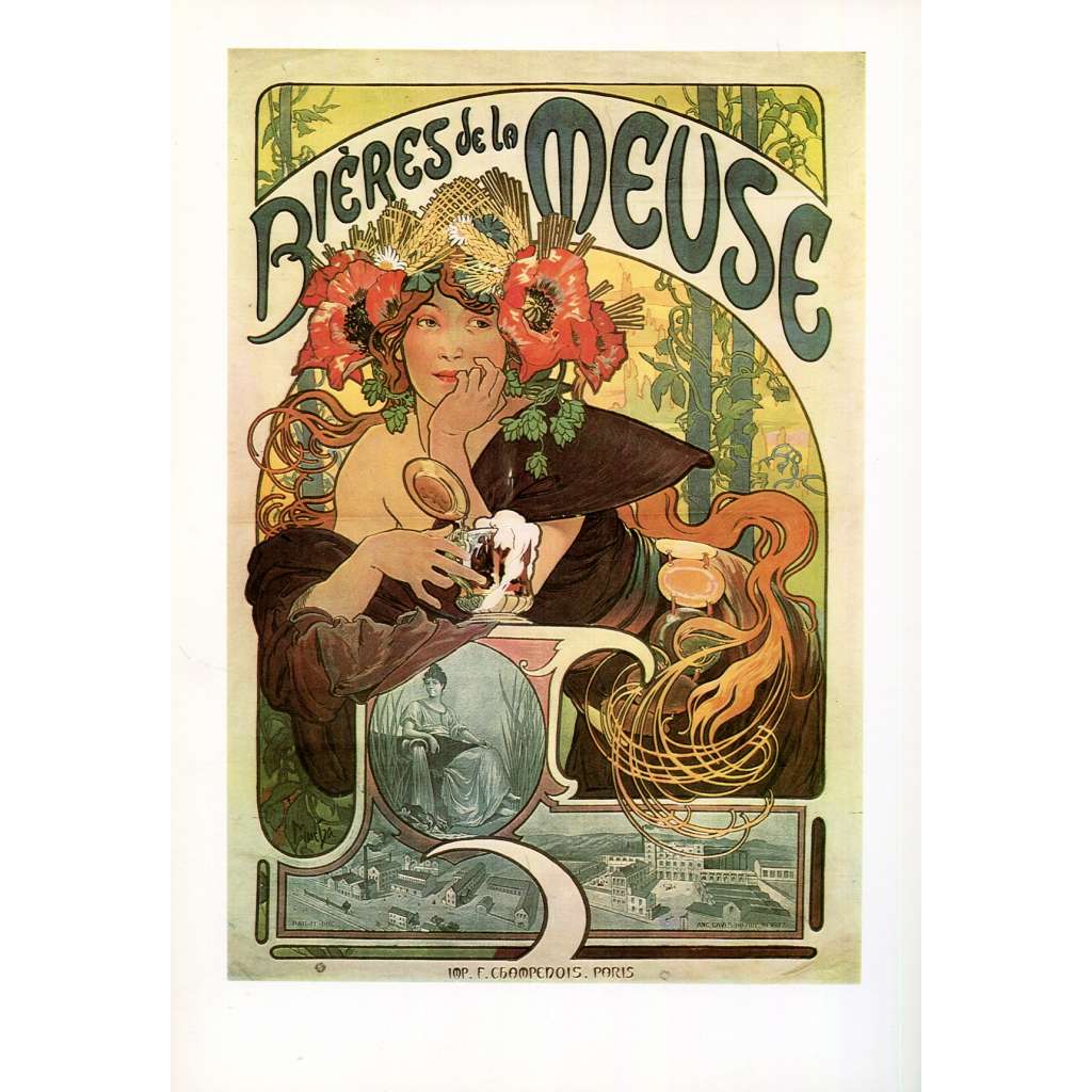 Plakát na Bieres de la Meuse 1897 Alfons Mucha reprodukce secese reklama