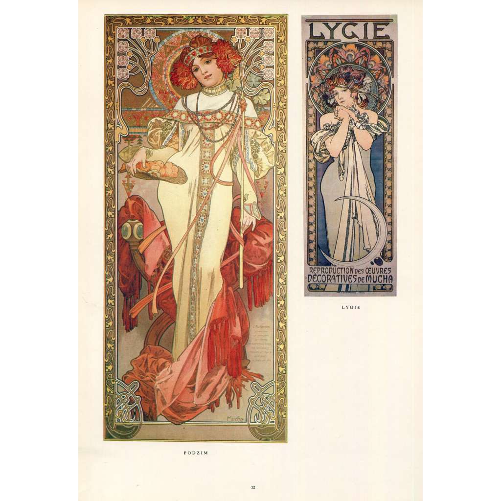 Podzim - z druhé série 1899, Lygie 1901 Alfons Mucha reprodukce secese reklama