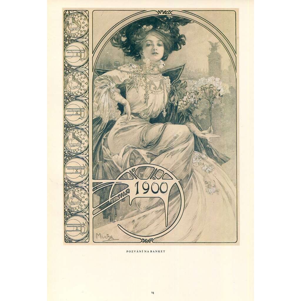 Pozvání na banket 1900  Alfons Mucha reprodukce secese reklama