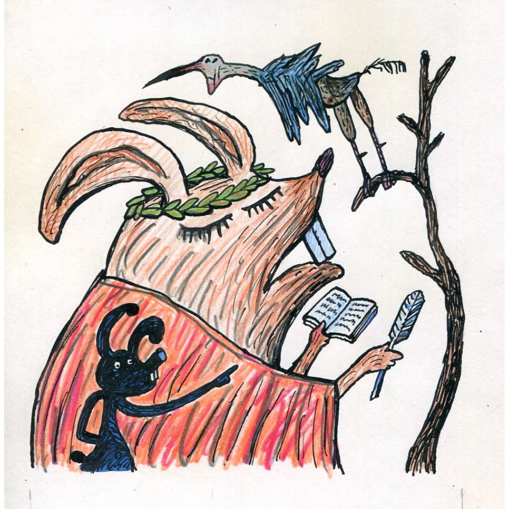 Myš básník, kolorovaná kresba (Petr Poš)