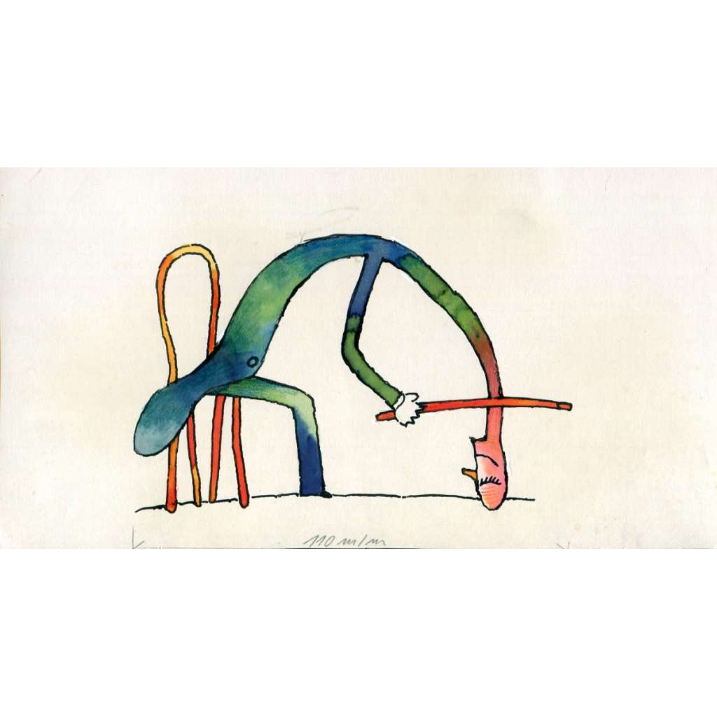 Čelista, kolorovaná kresba (Petr Poš)